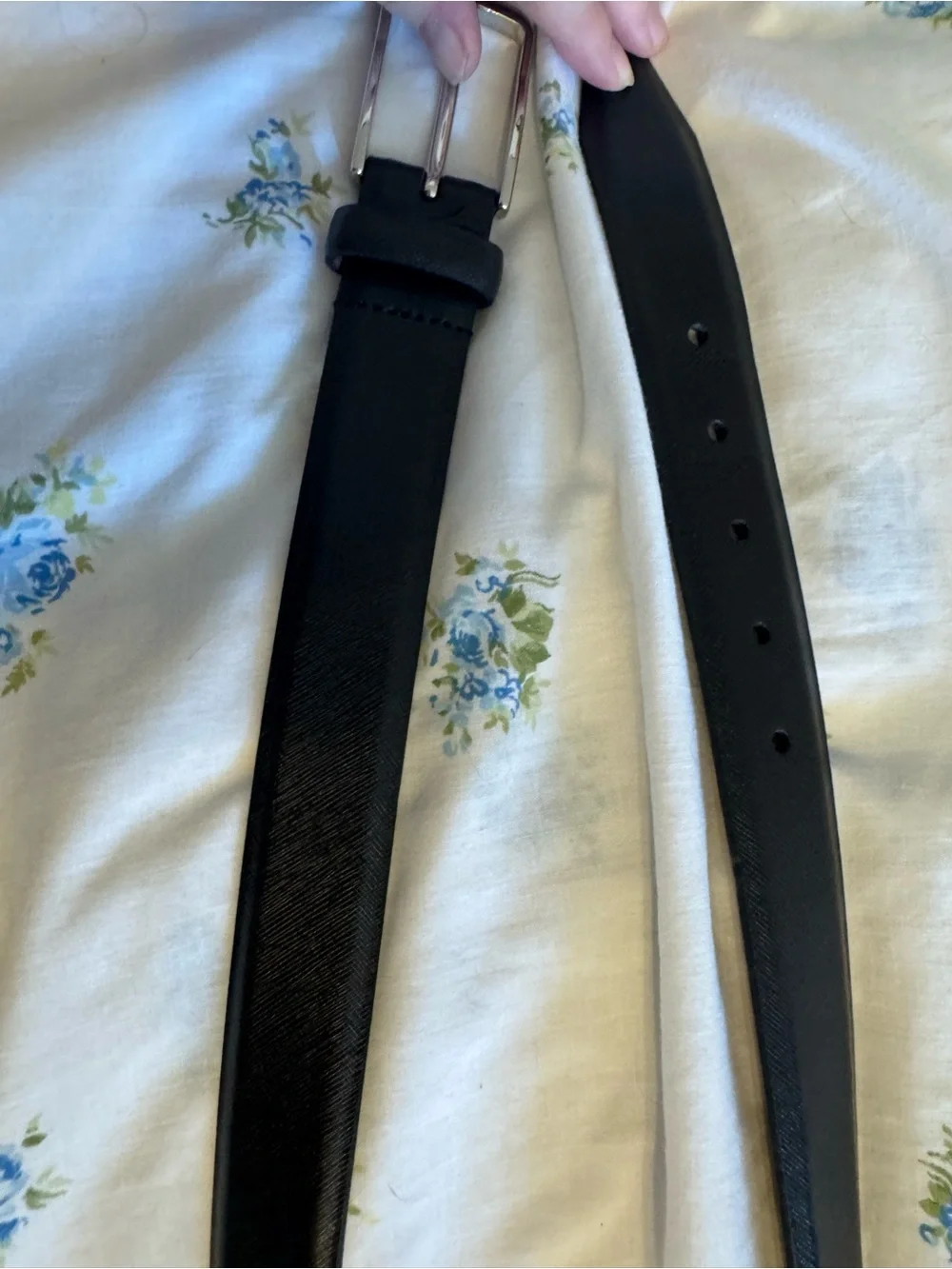 Nordstrom Men's Shop Black Leather Belt with Silver Buckle Size 44 waist